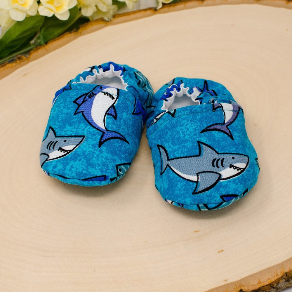 Blue Sharks Soft Sole Baby Shoes